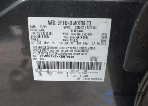 2019 Ford Edge Titanium из США, поврежденный, VIN 2FMPK3K9XKBB70630